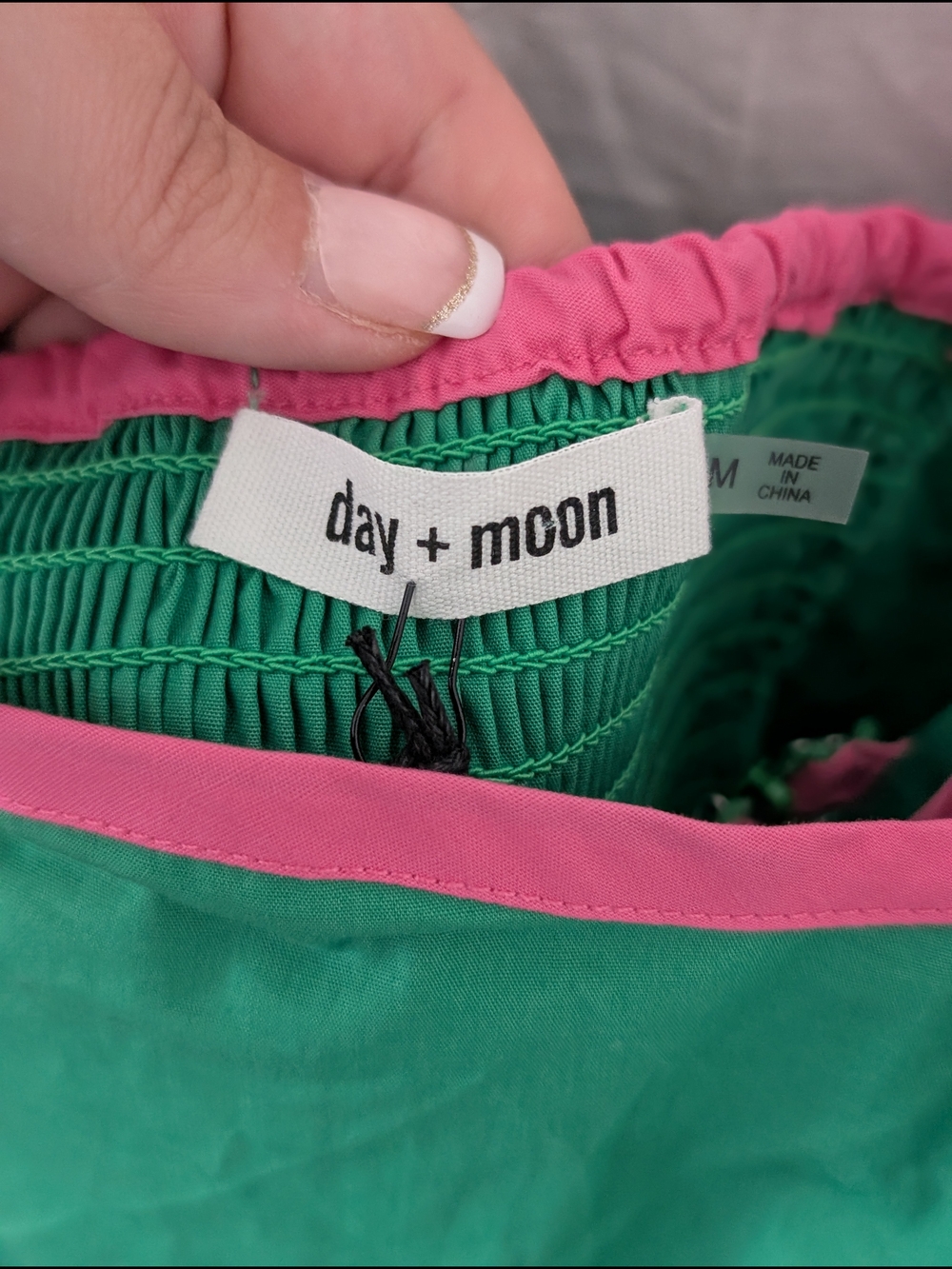 NWT Day + Moon Green and Pink Tie-Shoulder Romper - Picture 2 of 4